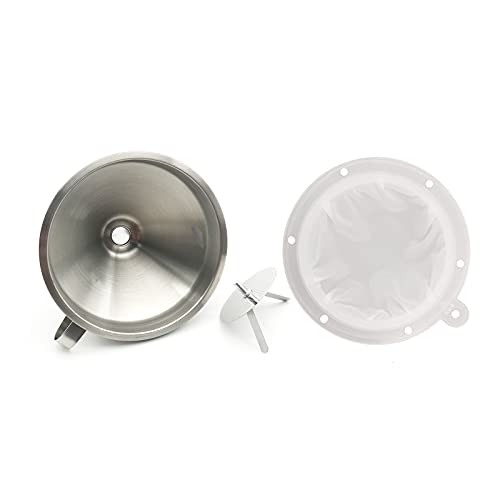5 inches 304 Stainless Steel Kitchen Funnel with Removable Strainer and 400 Mesh Filter for Filtering Transferring Liquid Powder (400 Mesh and Funnel) - color: 400 Mesh and Funnel