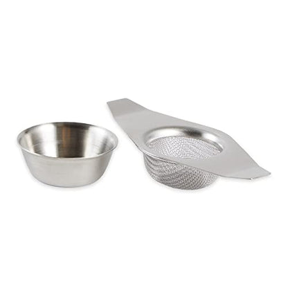 RSVP International Tea Strainer Collection, Strainer & Drip Cup - size: 5" Width, Includes Drip Cup
