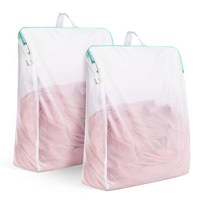 OTraki 20x24 Inch Laundry Bags Mesh Wash Bags 2 Pack Delicates Bag Lingerie Socks Sweater Washing Machine Mesh Laundry Bags for Travel Camping Don't Drying, Melting 140-176℉, White - size: 20 x 24inch