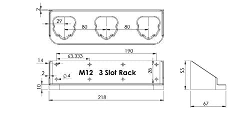 M12 Battery Holder for Milwaukee Makita Bosch Mount Wall Rack 12V 3 slot BAT414 BL1014 USA PN M12x3Rack - color: Red, size: 3 Slot