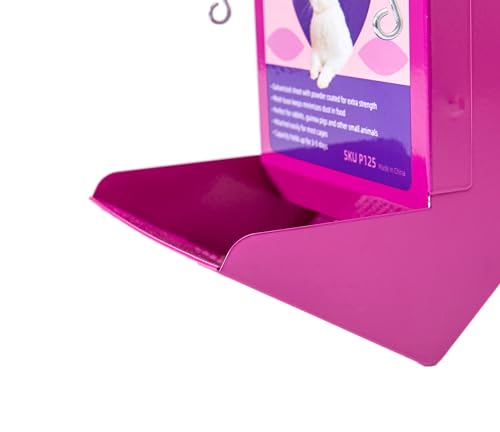 Metal Small Animal Feeder with Lid, Heavy Duty Feeder, Large Capacity Food Dispenser, Great for Rabbits, Guinea Pigs, Chinchillas and Other Small Animals. (4.6 inch, Purple) (Pack of 2) - color: Purple, size: 4.6 inch (Pack of 2)