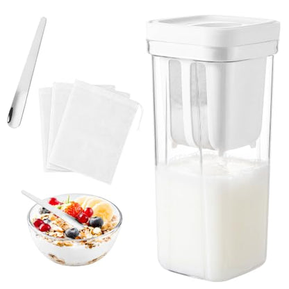 Yogurt Strainer,1800ml Greek Yogurt Strainer,with Stainless Steel Fine Mesh - color: 1800ml