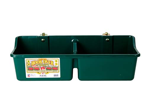 Little Giant® Portable Feeder with Divider | Livestock Feeder | Heavy Duty Mountable Feeding Trough for Livestock & Pets | Made in USA | 16 Quarts | Green - color: Green