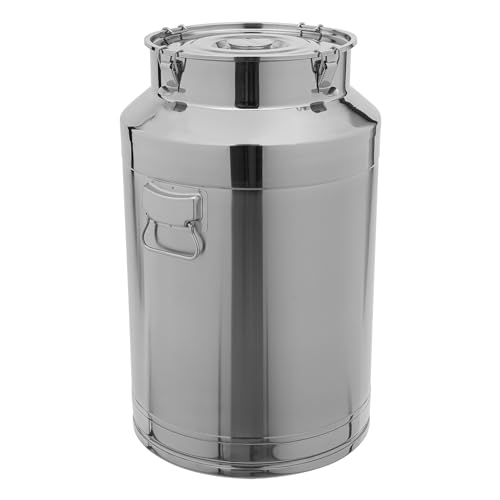 304 Stainless Steel Milk Can, 20 Gallon Milk Jug, Portable Locking Sealed Lid Bucket Wine Pail with Handles, Commercial Water Jug Pot Drink Beverage Dispenser - size: 2569.9 Ounces