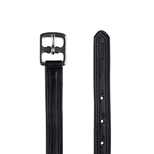 HORZE Double Stitched Adjustable Stirrup Leathers with Nylon (Pair) - color: Black, size: 50"