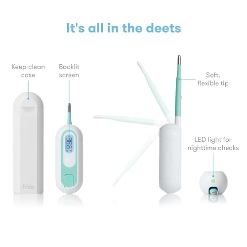 Frida Baby 3-in-1 Rectal, Underarm & Oral Thermometer for Kids, Digital Baby Thermometer for Infants, Toddlers, & Kids, Quick & Accurate Temperature Check, Includes Carrying Case for Storage