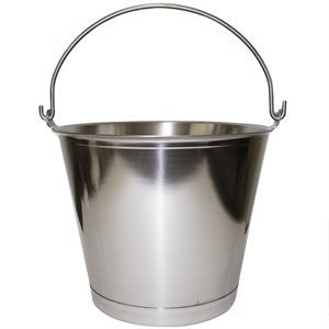 Premium Stainless Steel Pail, Vet/Milk Bucket, Made in USA, Completely Seamless & Thick, 9-20 Qt Sizes (16 Qt Chime Bottom)