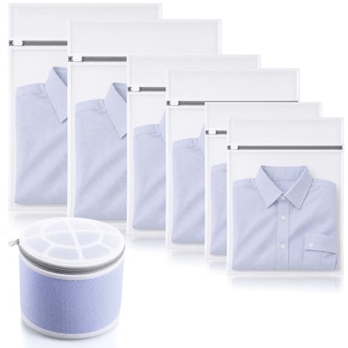Tudomro 10 Pack 4 Size Cotton Mesh Zippered Laundry Bags Set, Lingerie Bags for Washing Delicates, Laundry Bag Mesh Wash Bag for Jeans, Blouse, Stocking, Bra