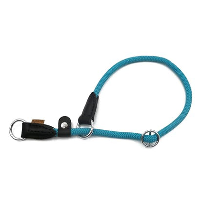 Braided Round Martingale Dog Collar, Training Collar with Slidable Stop Ring and Adjustable Stopper - Ideal for Medium Dogs (M(1/3") - 18" Long, Light Blue) - color: Light Blue, size: M(1/3") - 18" Long with stopper