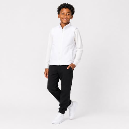 Mud Kingdom Boys Girls Polar Fleece Vest Jacket Ligntweight Plain Vest Full Zipper Sleeveless - color: White, size: 3T