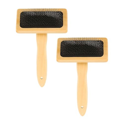 MECCANIXITY 2 Pcs Wool Carder, Hand Carding Brush 2 Medium Wooden Pet Grooming Tool for Needle Felting Pet Grooming Weaving Craft Supplies, Black, Wood Color - style: 2 Medium