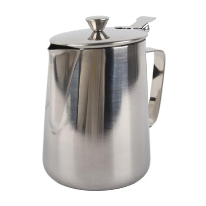Ejoyous Stainless Steel Milk Frothing Pitcher, Coffee Cup Mug Milk Frothing Pitcher Jug with Lid for Latte Coffee Art Office Kitchen (1000ML)