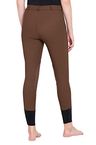 TuffRider Ladies Minerva 3 Season Printed Knee Patch Tights - color: Chocolate, size: 26