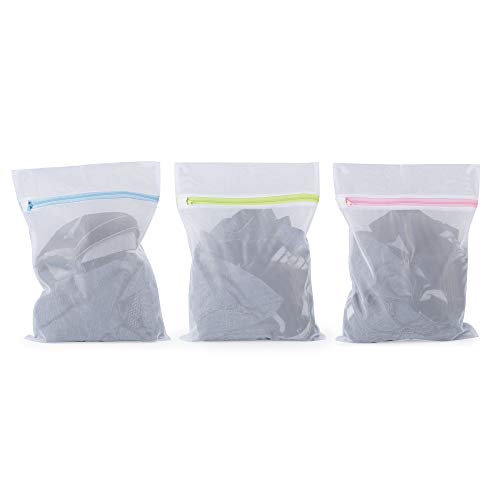 Mesh Laundry Bags 6pcs 16*12 Inch Laundry Wash Bag Colorful Zipper (Medium) - color: Blue, Green, Pink, size: Medium