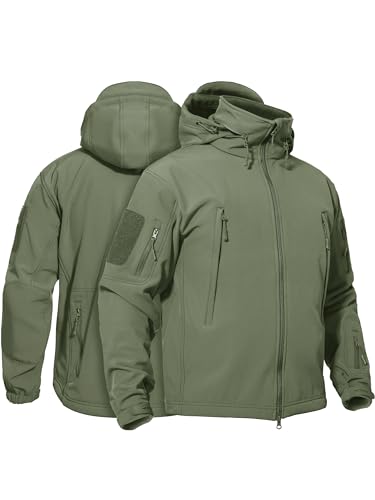 TACVASEN Men's Tactical Softshell Jacket Winter Soft Warm Fleece Lined - color: Army Green, size: Small