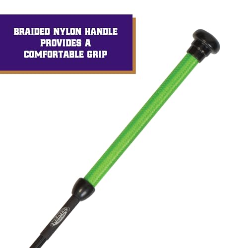Weaver Livestock Basic Pig Show Whip, Hog Livestock Whip with Braided Nylon Handle, Leather Popper, Lightweight Braided Shaft - color: 36" - Lime Green