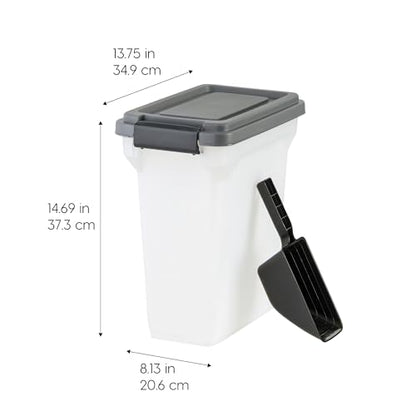 IRIS USA Dog Food Storage Container, Up to 13 lbs, Dark Gray, Made in USA | Includes 2-Cup Scoop, Airtight Seal, BPA-Free, Bird Seed, Cat food, Treats, Keeps Kibble Fresh, Pellets - color: Dark Gray/Clear, size: 13 lbs