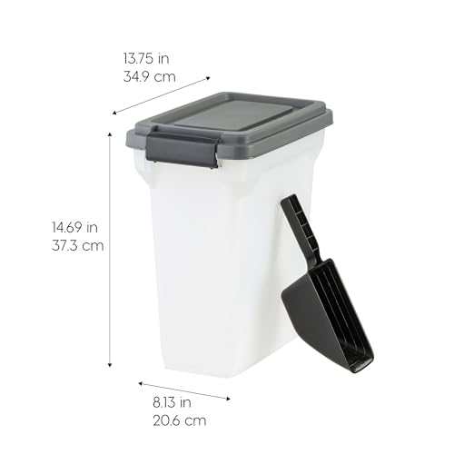 IRIS USA Dog Food Storage Container, Up to 13 lbs, Dark Gray, Made in USA - color: Dark Gray/Clear, size: 13 lbs
