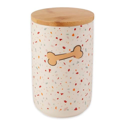 Bone Dry Ceramic Pet Treat Canister, Dishwasher Safe, 4x6.5 Terrazzo - color: Terrazzo, size: 4x6.5"