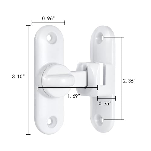 White 90/180 Degree Barn Door Latches,Flip Gate Lock - color: White