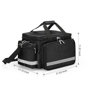 First Aid Bag Medical Empty Bag Emergency Responder Trauma Bag Empty, Professional First Aid Kits Storage Medical Bag with Inner Dividers and No-Scratch Bottom Home Health - color: Black, size: 21.65" x 17.72"x 11.81"