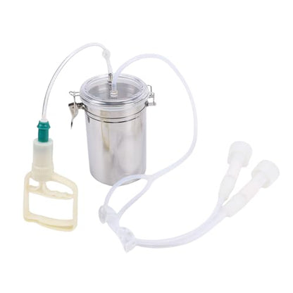 Milking Machine,Portable 2L Stainless Steel Bucket,Manual Pulsation Vacuum Milker Set,Easy Control Strong Suction Milking Machine for Goats Cows