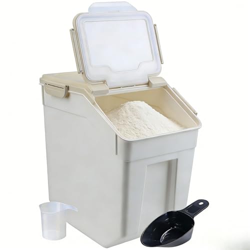 Saim 2 Pack 50lb Flour & Rice Storage Container Bin, Rice Dispenser (Grey) - color: 2Pack 50lb Grey