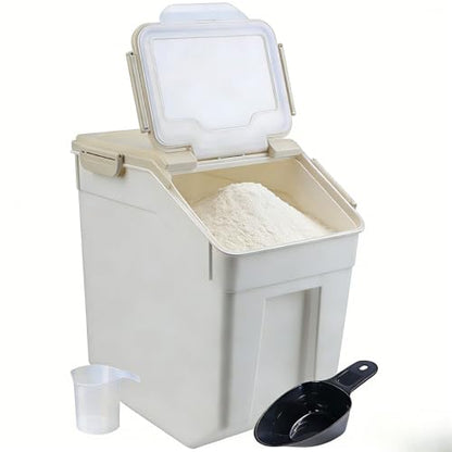 Saim 2 Pack 50lb Flour & Rice Storage Container Bin, Rice Dispenser (Grey) - color: 2Pack 50lb Grey