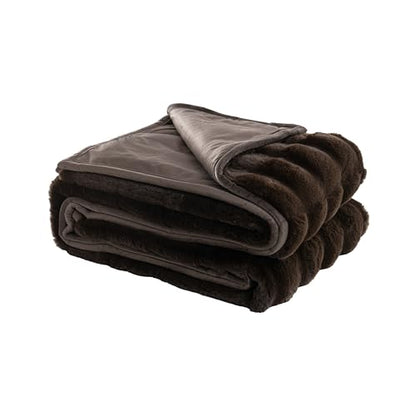 Mon Chateau 60" x 70" Hearthside Faux Fur Throw Blanket, Chestnut Square | Cozy Layer Comfort For Couch, Bed Or Chair. Lightweight Polyester Fabric With Easy Machine Wash Care - color: Chestnut Square