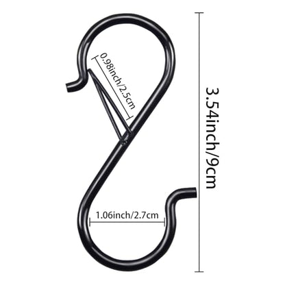 3.5in Heavy Duty S Hooks for Hanging, Safety Buckle Metal Hooks, 10 Pack - size: 10 Pieces