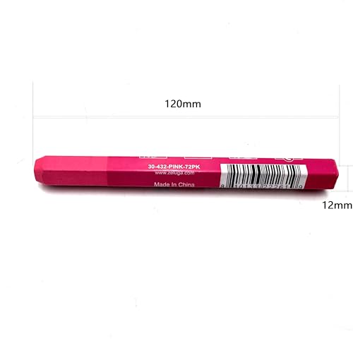 Zeluga 4.7in. x 0.47in. Hex Shape Industrial Lumber Marking Crayons for Clear and Permanent Markings, Pink 12 Pack - color: Pink, size: 1 Count (Pack of 12)