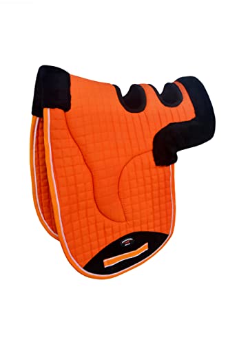 Horse Contoured Fleece Lined Quilted English Saddle Pad Black 72153 - color: Orange