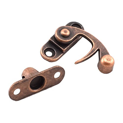 Antique Right Hook Hasp Latch Retro Swing Horn Lock | Clasp with Mounting Screws, Zinc Alloy - 4PCS 1.14" x 1.3" Red Bronze Tone - color: Red Bronze