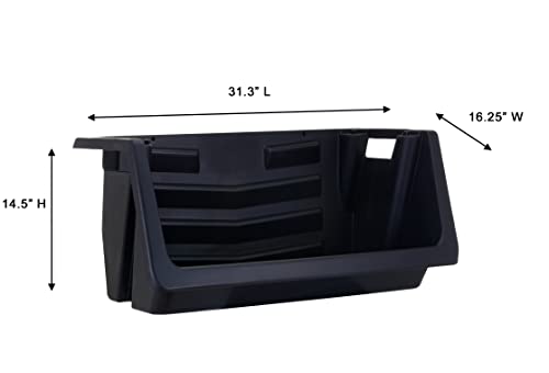 Mighty Tuff Heavy Duty Nesting Stack Bins, Pack of 3, Extra-Large Handles, Wide Front Opening, Interlocking, Stack Vertically, Holds Up to 100 Pounds, Black - size: Heavy Duty