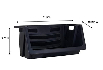 Mighty Tuff Heavy Duty Nesting Stack Bins, Pack of 3, Extra-Large Handles, Wide Front Opening, Interlocking, Stack Vertically, Holds Up to 100 Pounds, Black - size: Heavy Duty