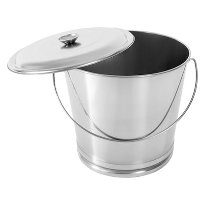 21Qt Stainless Steel Milk Pail Bucket, Carry Water or Drinks Container with Lid, Handle & Open Lip Edge Milk Pail Container Kitchen Compost Bin Scrap for Compost Outdoor Household (21Qt) - size: 21Qt