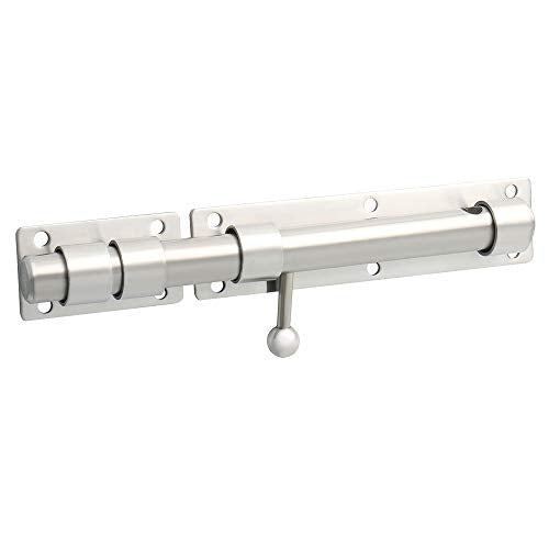 Alise 10 inch Barrel Bolt Latch,Heavy Duty Slide Lock for Barn Door | Brushed Nickel SUS304 Stainless Steel Padlock-Style Slide Bolt Latch,Security Gate Latch for Wooden Fence,Outdoor Door - color: Brushed Nickel, size: 10 Inch