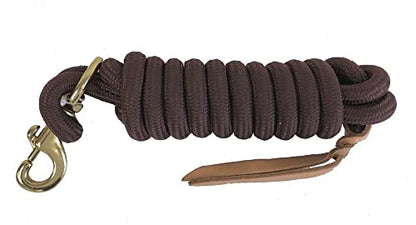 AJ Tack 9 Ft Nylon Lead Rope, 5/8 in, Leather Popper - color: Brown