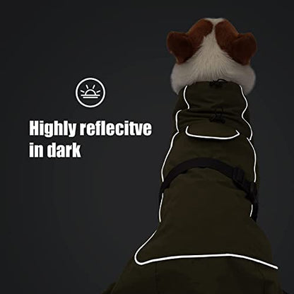 Dog Raincoat - Waterproof Dog Winter Jackets Windproof Coat with Velvet Inner Winter Dog Rain Coat with Reflective Strip,Green XS - color: Green, size: X-Small