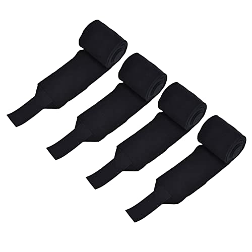 4Pcs Horse Leg Warp, Polyester Self Adhesive Breathable Wear Resistant Animal Leg Bandage for Cows Horses - color: Black