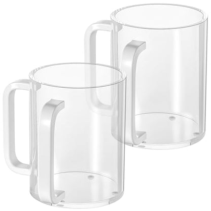 2 Pcs Judaica Hand Washing Cup with Dual Handles,5" Acrylic Clear Netilat Yadayim Cup lota for Bathroom(White Handle) - color: white Handle