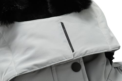 MOERDENG Women's Warm Winter Coat Insulated Snowboarding Jacket - color: Light Gray, size: Small