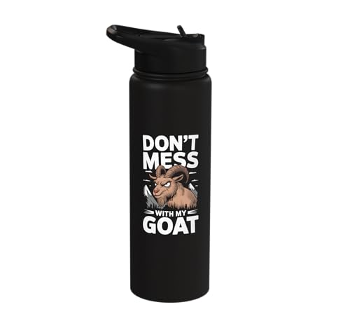 Don´t Mess With My Goat Cute Coat Pygmy Goat Farmer Stainless Steel Insulated Water Bottle - color: Black