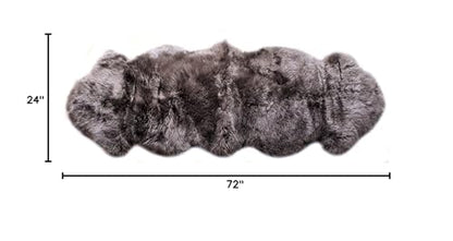 Premium Gray Sheepskin Rug Genuine Fur Bedside Runner 2x6ft - Great for Soothing Feet - Ethically Sourced Sheep Fur Rugs - Sheepskins Wool Runner - color: Grey, size: 2' x 6' (Natural)