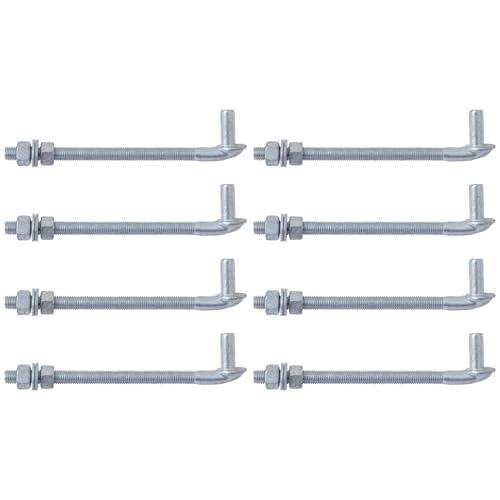 VIVIDA 10" J Bolt Gate Hinge 8-Pack, 5/8" Gate Bolt Post Hinge | Galvanized Gate Bolt Post Hinge, Chain Link Fence Gate Hardware, Nuts & Washers Included - size: 10" (8 PCS)