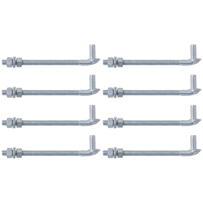 VIVIDA 10" J Bolt Gate Hinge 8-Pack, 5/8" Gate Bolt Post Hinge | Galvanized Gate Bolt Post Hinge, Chain Link Fence Gate Hardware, Nuts & Washers Included - size: 10" (8 PCS)