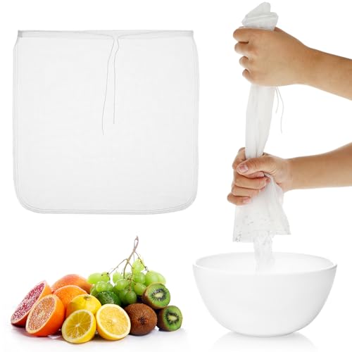 WLLHYF 4 Pack Nylon Nut Milk Bag 13×13 Inches Fine Mesh Cheese Cloth Multiple Usage Reusable Food Strainer Professional Cold Brew Filter for Straining Fruit Juice Coffee Tofu Greek Yogurt Tea - size: 13×13 in