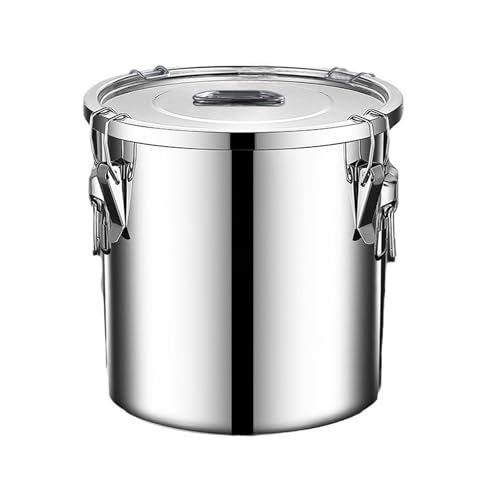 304 stainless steel food storage containers with lids lock clips airtight container large airtight for rice flour sugar grain coffee bean storage containers Kitchen jar (5.55gal/21L) - size: 5.55gal
