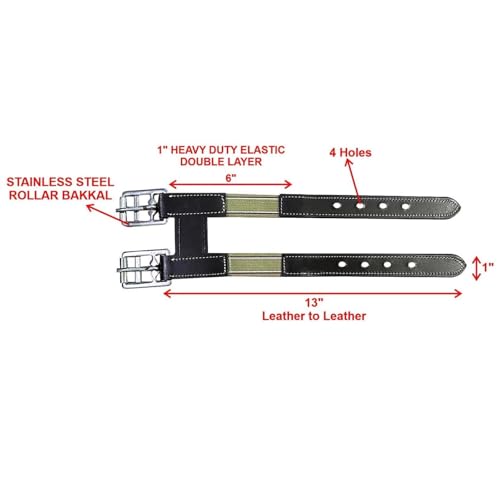 Majestic Ally Leather Girth Extender with Heavy-Duty Elastics, Durable, Flexible - color: Black