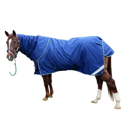 Pro-Trainer Turnout Blanket with Detachable Neck Cover in Navy, 1200-Denier Ripstop Material, No Fill, 74 Inches - Waterproof, Warm, Comfortable, Breathable Horse Blankets & Sheets - size: 74"